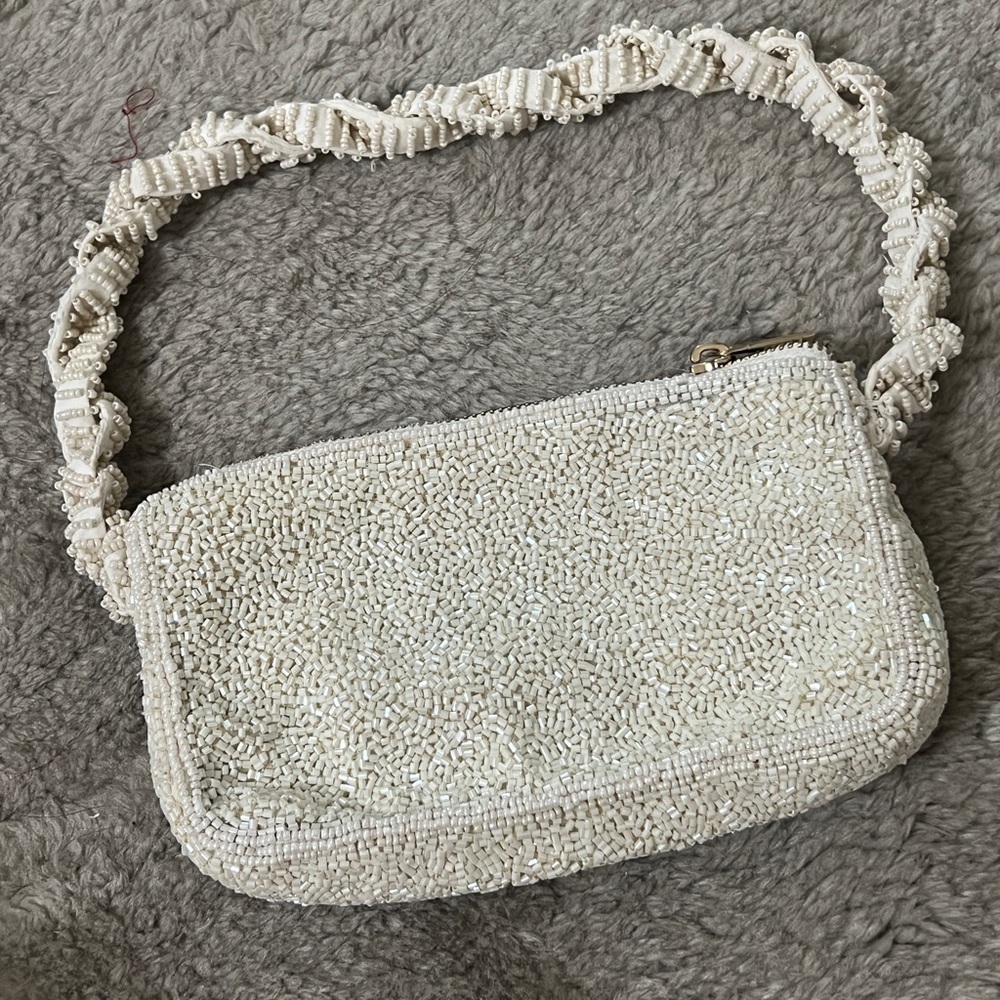 Zara White Beaded Women's Hobo